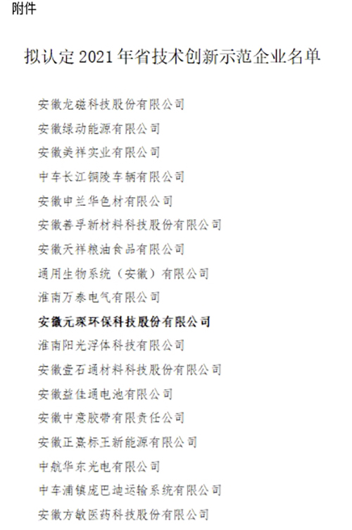 Welcome大发科技成功入选“安徽省技术创新示范企业”